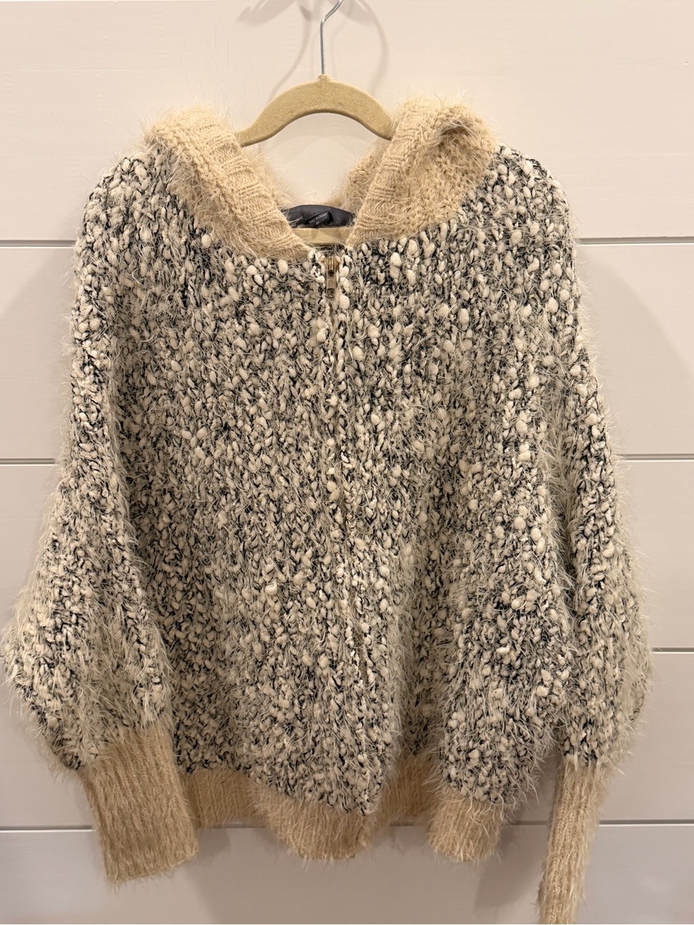 Paper Crane Neutral Marled Zip-Up Hooded Cardigan
